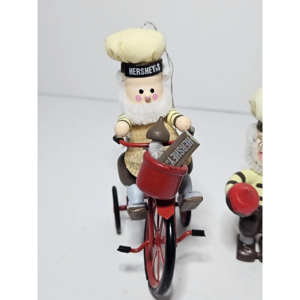 Vintage Kurt Adler Hershey's Chocolate Elf Baker Christmas Ornaments Lot of 2